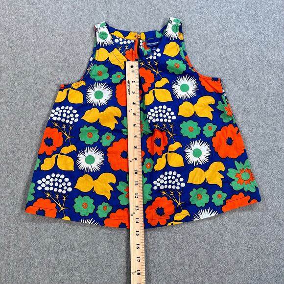 Marimekko For Target Girls Sleeveless Blouse Size Medium Retro Floral Blue Orang - Picture 5 of 9
